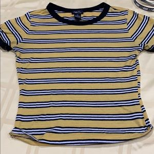 Yellow striped rue 21 crop top